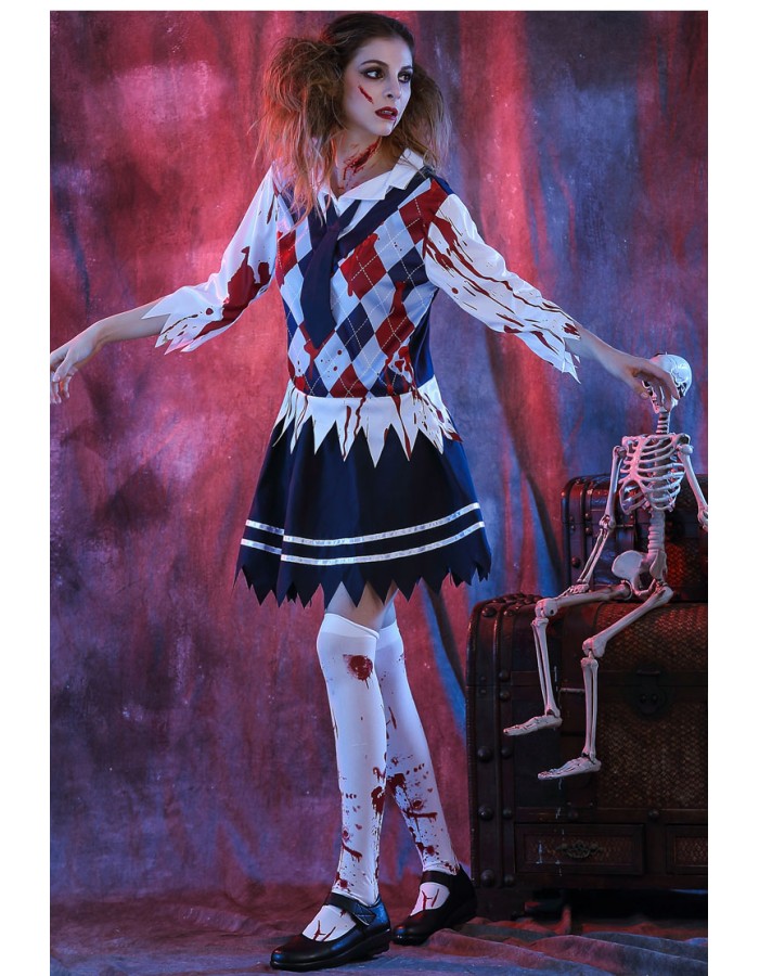 Bloody Zombie School Girls Costume M40241