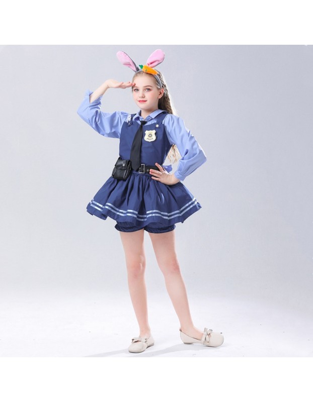 Adult Kids Halloween Cosplay Zootopia Officer Rabbit Costume MS5577