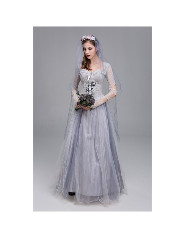 Halloween Ghost Bride Cosplay Horror Bloody Costume Vampire Party Dress YM9312