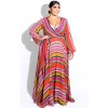 5XL 6XL Lady Elegant Sexy V Neck Floral Print Bandage Long Maxi Dress M9026