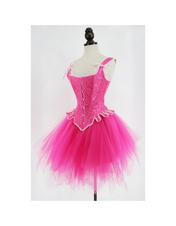 Vintage Pink Brocade Embroidered Bow Tie Corset Dress Shaping Corset WK2274