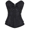 12 Steel Boned Black Red Steampunk Corset Zip Patchwork M1412