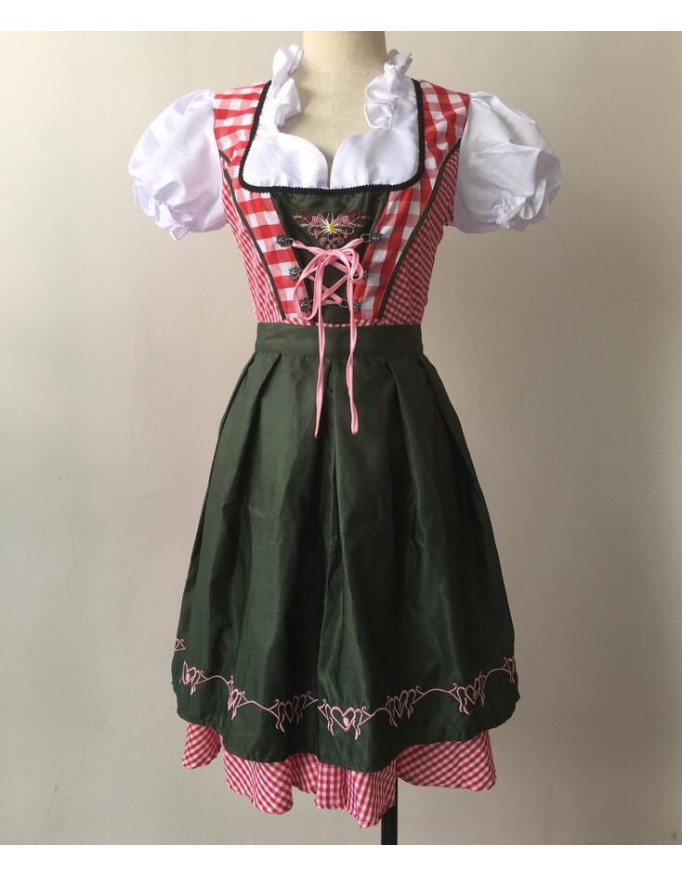 Red Plaid Women Oktoberfest Costume Plus Size M40536