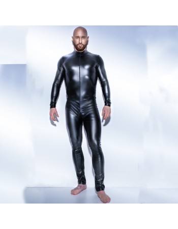 Men's Sexy Wetlook Faux Leather One Piece Skin Bodysuit Open Crotch Tights Catsuit Zentai M6721