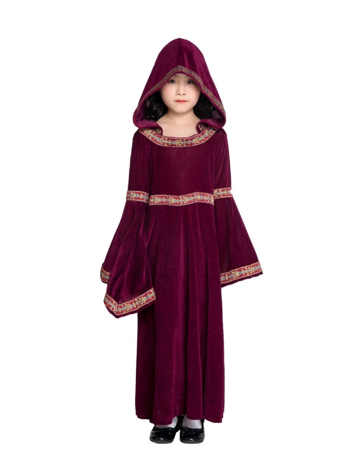 Children Wine Red Vampire Wizard Clothing European Vintage Court Dress Up M40647