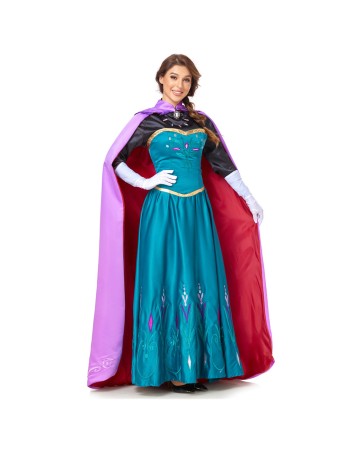 Frozen Anna Princess Long Dress Adults Snow Queen Cosplay Costume
