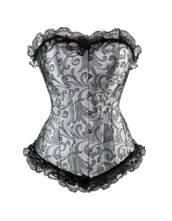brocade silver sexy lace up corset M1657