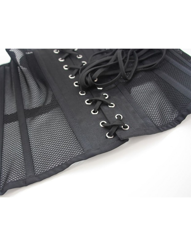 Black Mesh Women Waist Shrinkable Breathable Shapewear Corset Sexy Bustier WK2271
