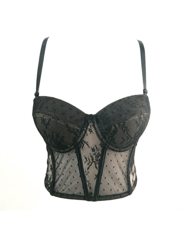 Chest Lace Mesh Gauze Perspective Costume Waist Top Sexy Vest KN8260
