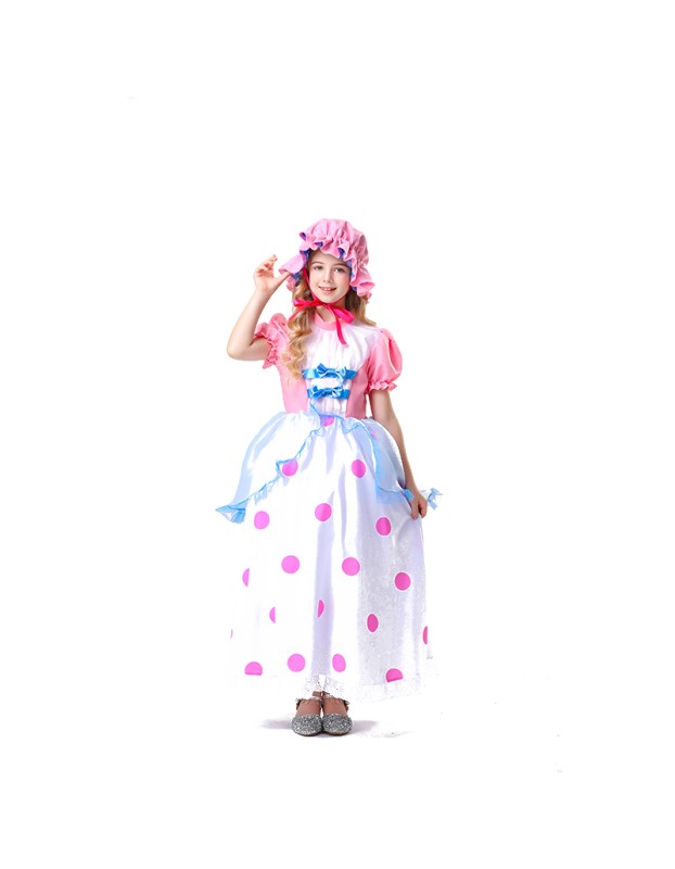 Halloween Children TV Costume Pink Polka Dot Princess Girl Pink Dress YM5827
