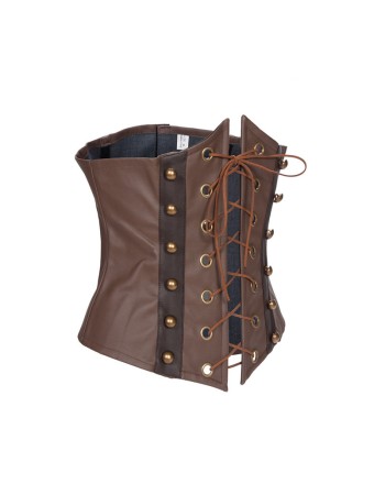Gothic Steampunk Leather Court PU Dark Vintage Sexy Lace Up Corset Top H3821