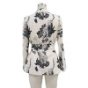Splash-Ink Flower Print Dress Vintage Tie Waist Suit Jacket Woman Sexy Skirt 5176
