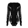 Black Leather Sleeve Jumsuit M7270