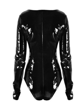 Black Leather Sleeve Jumsuit M7270