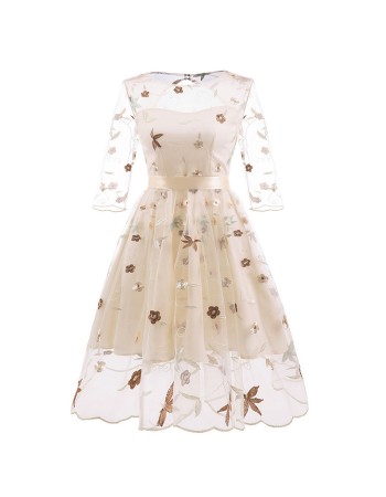 Retro Style Puffy Woman Party Sexy Night Elegant Casual Dresses CD1670