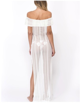 Woman Sexy See-Through Off Shoulder Summer Floor Length Beach Dresses M1028