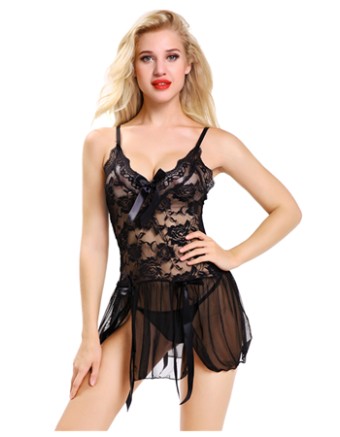 Hot Black Transparent Babydoll M2109