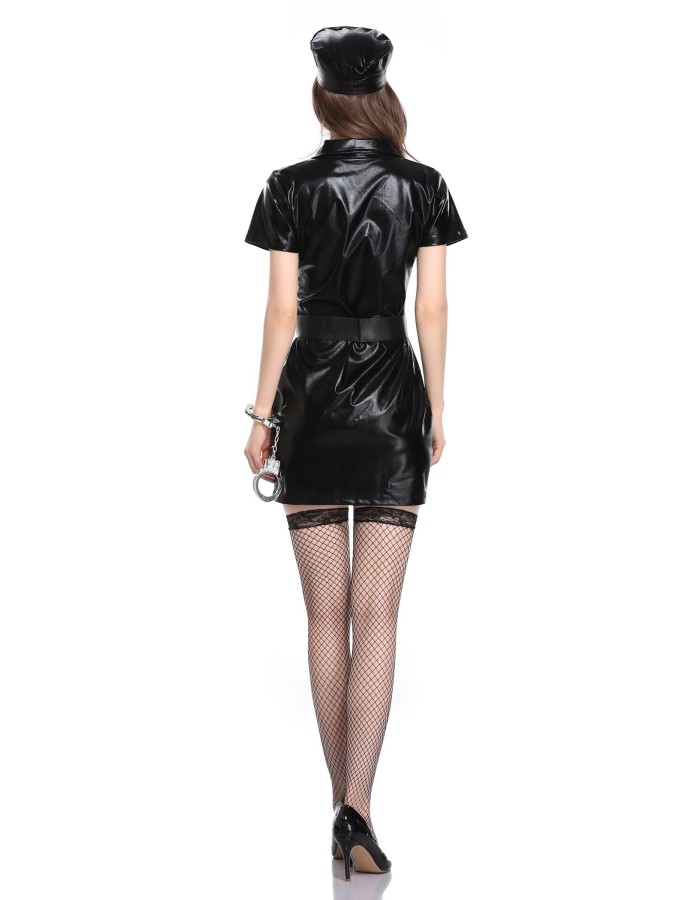 Black Leather Cop Cosplay Costume M40618