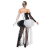 Black White Patchwork Corset With Mini Skirt M1419