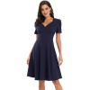 Waist Satin Women Short Sleeve Clothing Retro Formal Dresses CD1760