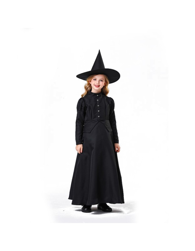 Halloween Witch Black Gauze Children's Costume Witch Cosplay Costume YM5616