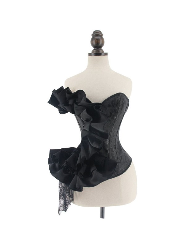 Luxury Lace Floral Ruffle Jacquard Off Shoulder Overbust Corset WK2277a