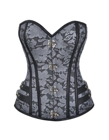 Metal Buckle Jacquard Floral Steampunk Steel Boned Underbust Corset  M1442