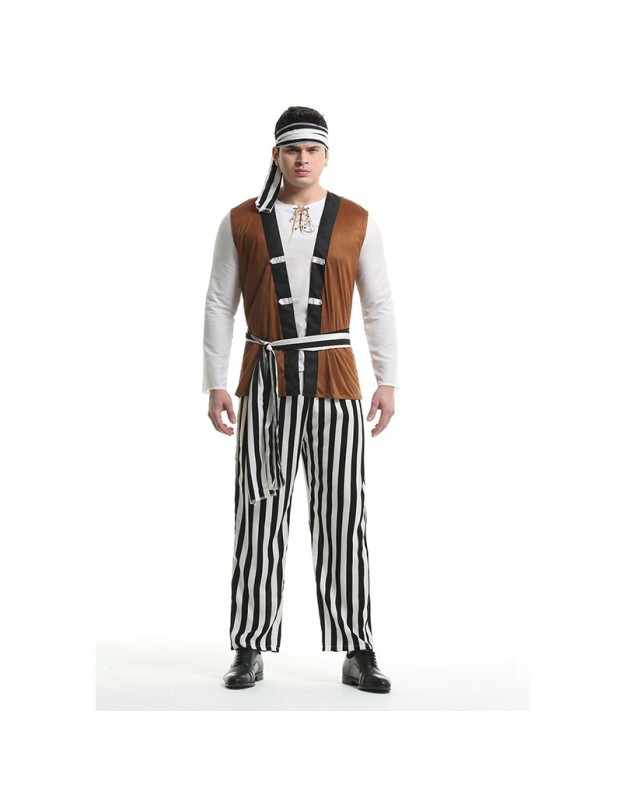Men Pirates Of The Caribbean Costume Game Halloween Knight Costume XY82239
