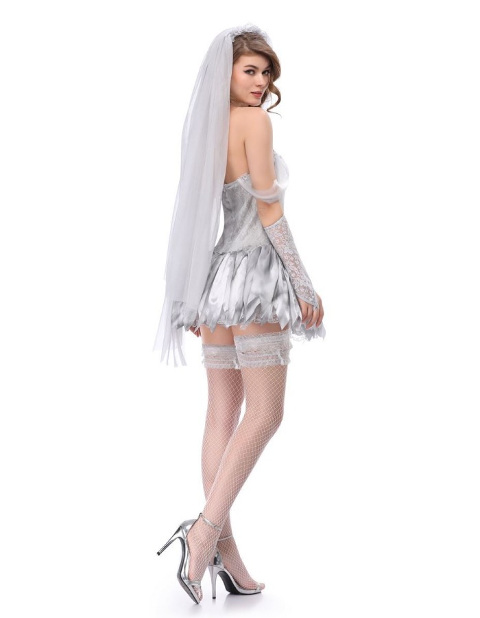 Halloween Cosplay White Bride Wedding Dress M40531