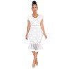 round neck lace mermaid  see-through  party midi dress M30173