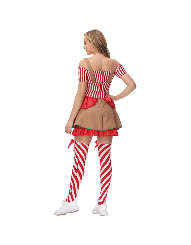 Oktoberfest Stripe Maid Cosplay Sexy Christmas Costume MS5008