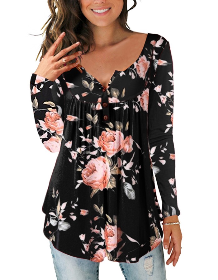 Ladies Casual Floral Printing Blouse M5602