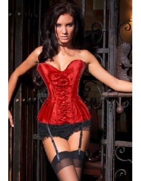 red color satin pleated corset m1868e