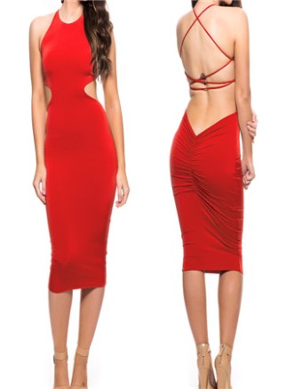 2015 Sexy women red tight bandage dress M30010