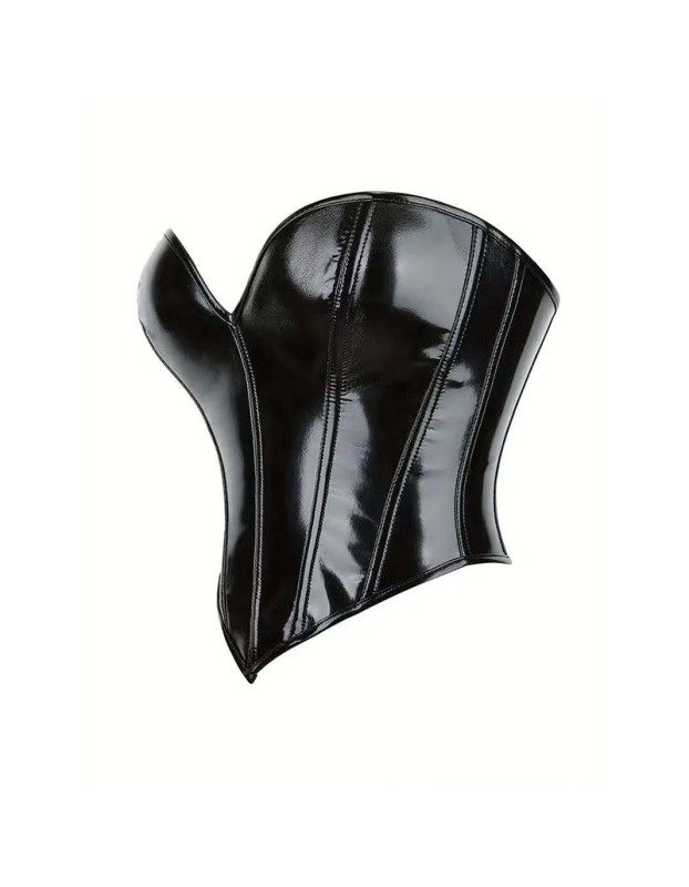 Heart Shaped Shiny Leather Plastic Tight Waistband PVC Breast Support Corset AM22116