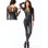 Black Sexy Mesh and Leather bodysuit M7217