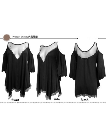 Solid Sexy Sleepwear Plus Size Sleep Dress M30361