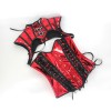 Retro Shiny Metallic Faux Leather Corset Set Women Overbust Bustier Femme Punk Clothing WK2304b