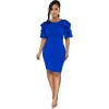 New Style Commuter Square Collar Short Sleeve Solid Color Slim-Fit Dress 9423