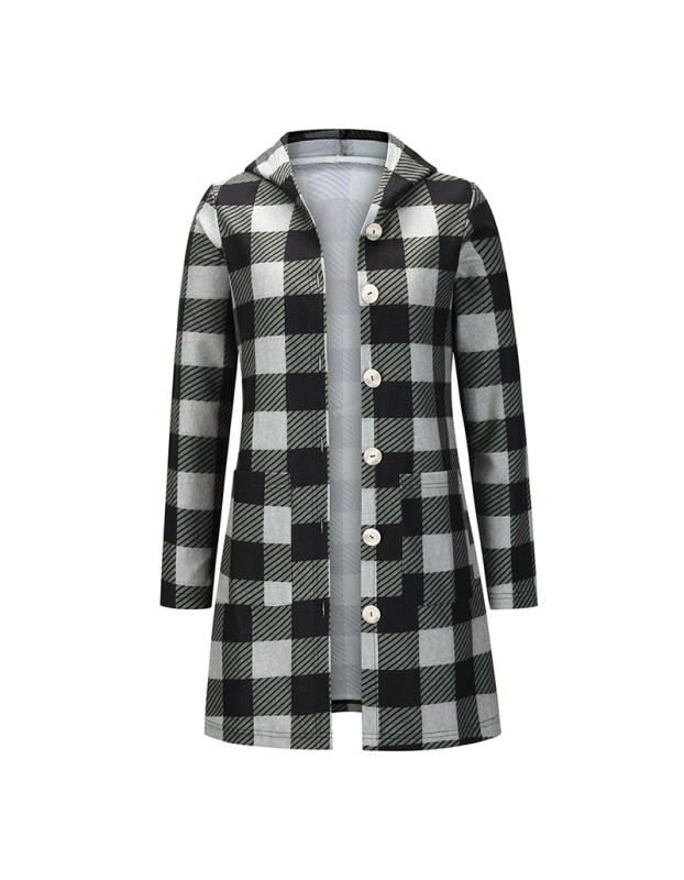 Shirt With Long Sleeve Single Breasted Plaid Flannel Women Midi Coats LQ172