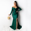 Women High Cut Evening Dress Off-shoulder Sexy Bodycon Dress M19002