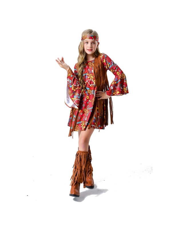 Halloween Carnival Children's Concert Hippie Rock Girl Costumes YM5607