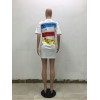 Women's Letters Print Loose Casual T-Shirt Dress M8368