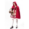 Halloween Maid  Adult Red Plaid Dress Cosplay Red Cape Play Costume YM8735