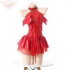 Women Imp Bat Patent Leather Witch Dress Costume Daemon Uniform Cosplay FSM096