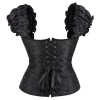 Black white elegant jacquard puff sleeve corset M1934