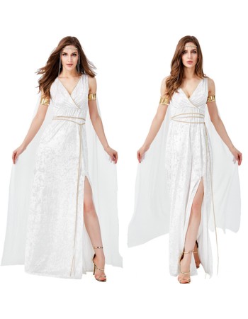 Medieval Egyptian Queen Cleopatra Cosplay White Sexy Halloween Costumes M40765