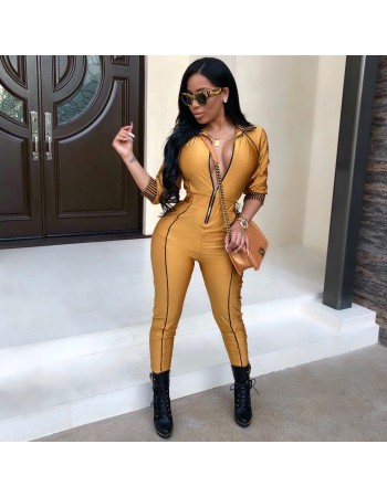 Front Zipper Sexy Rompers Womens Jumpsuit M8277