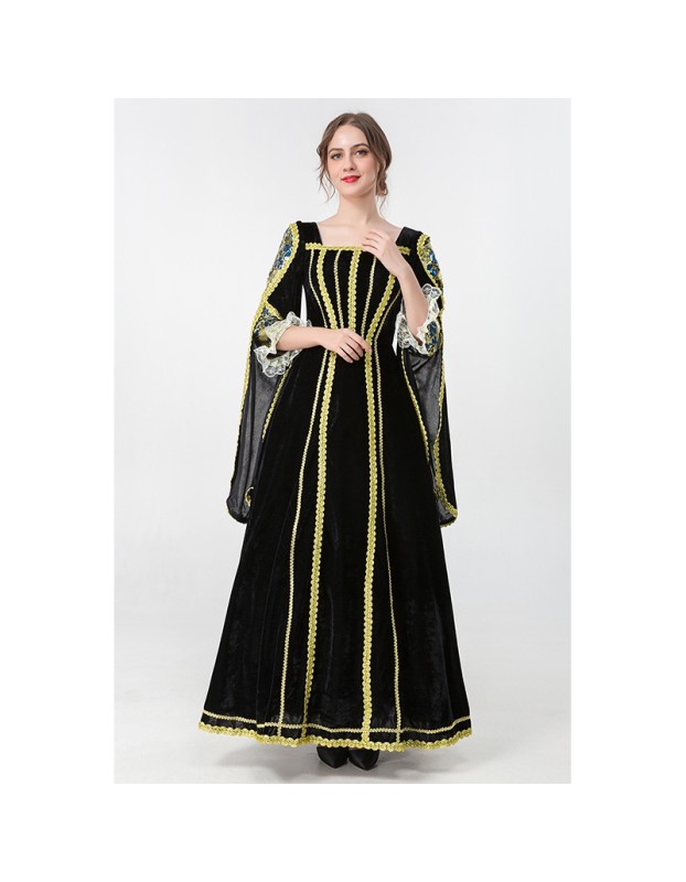 Medieval Court Witch Costume Cosplay Halloween Stage Performance Dress YM9307