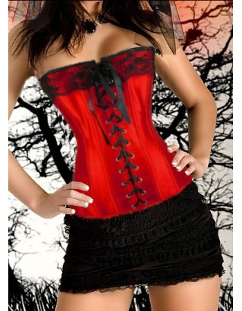 red newest corset with ruffle skirt m1807E